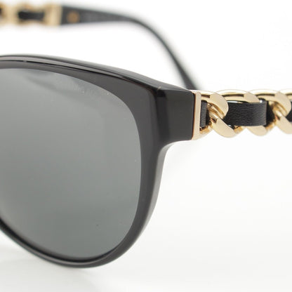 Chanel Acetate CC Logo Chain Detail Sunglasses Black Eyewear — view 5