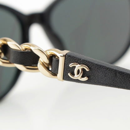 Chanel Acetate CC Logo Chain Detail Sunglasses Black Eyewear — view 6