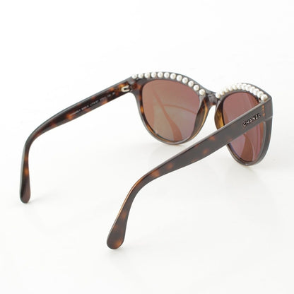 Chanel Logo Pearl Sunglasses Eyewear Brown — view 4