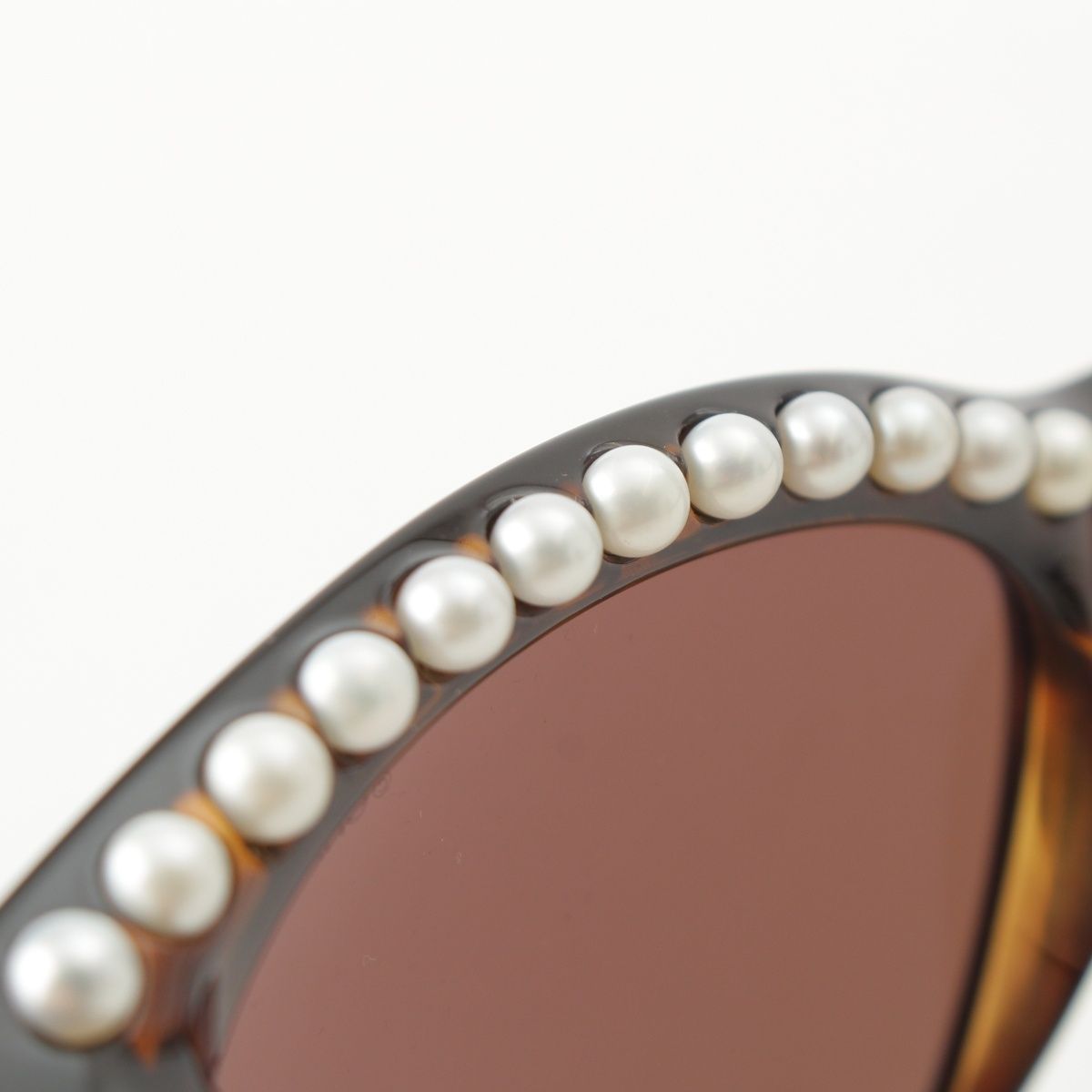 Chanel Logo Pearl Sunglasses Eyewear Brown — view 6