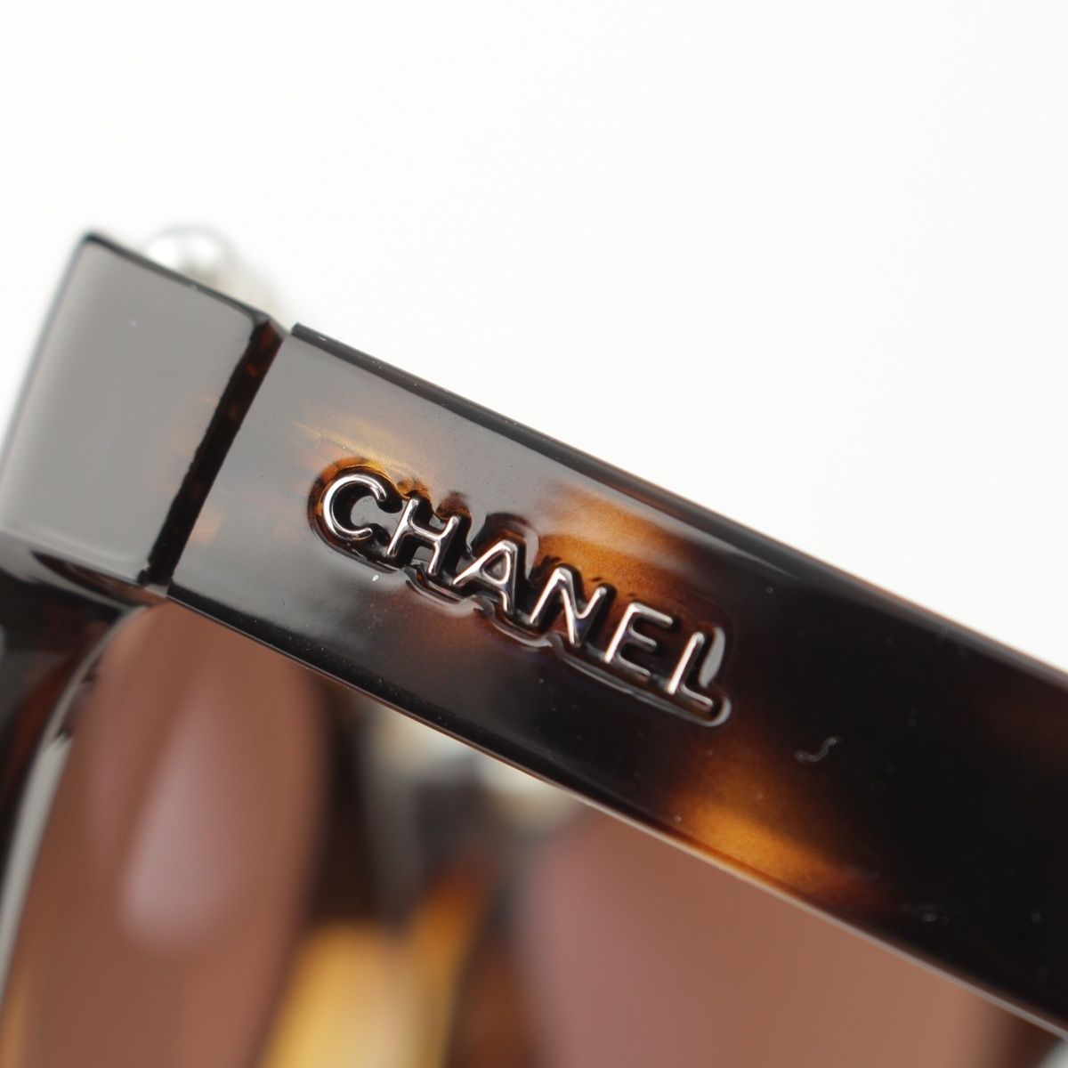 Chanel Logo Pearl Sunglasses Eyewear Brown — view 7