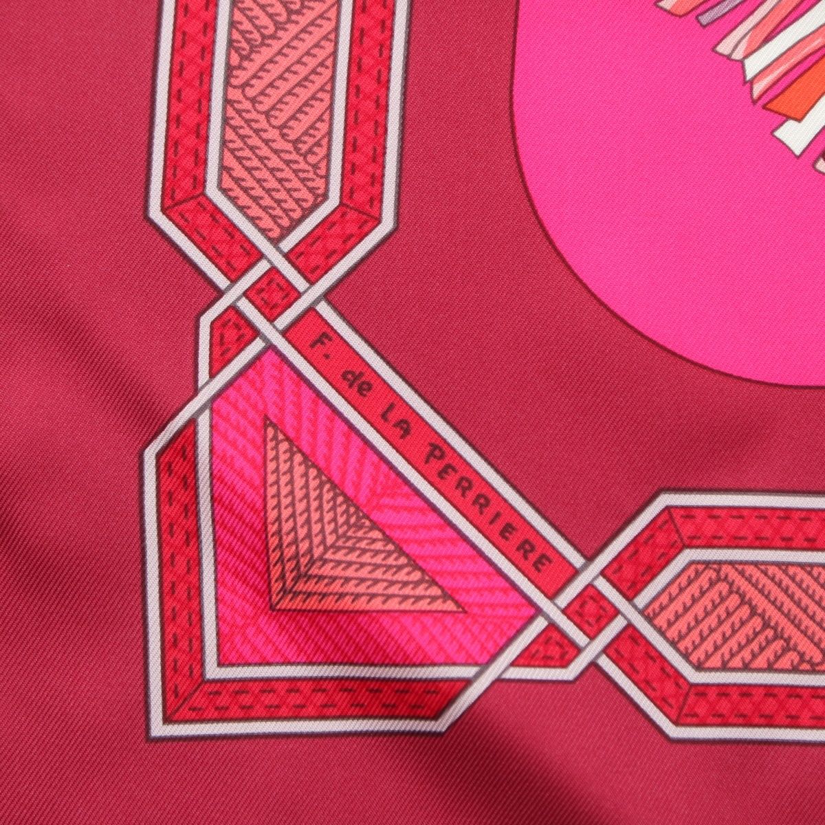 Hermes Carre 90 Silk Scarf Cuirs du Desert Leather Ornament Pink — view 7