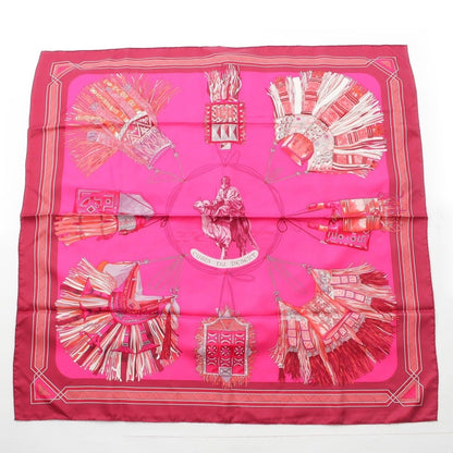 Hermes Carre 90 Silk Scarf Cuirs du Desert Leather Ornament Pink