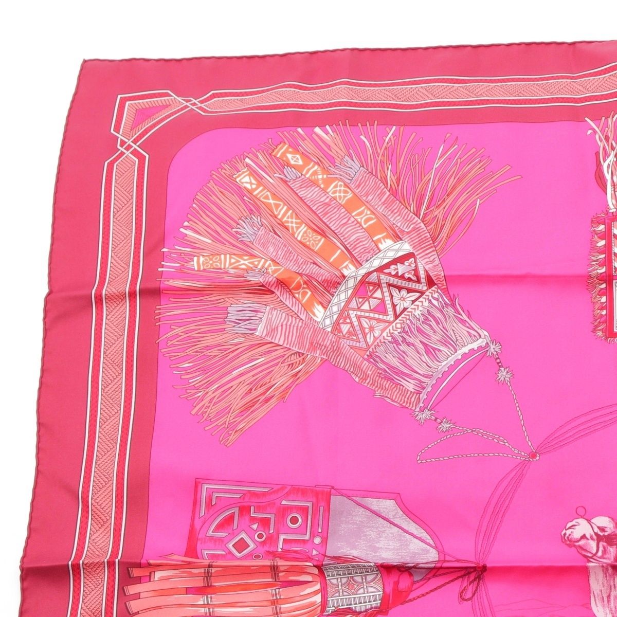 Hermes Carre 90 Silk Scarf Cuirs du Desert Leather Ornament Pink — view 2
