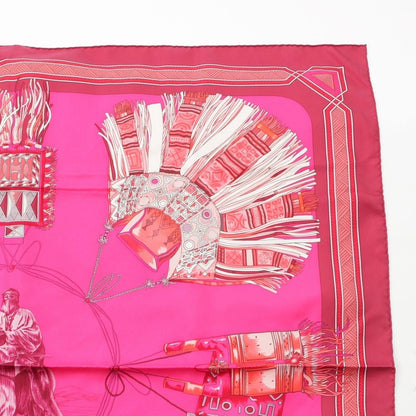 Hermes Carre 90 Silk Scarf Cuirs du Desert Leather Ornament Pink — view 3