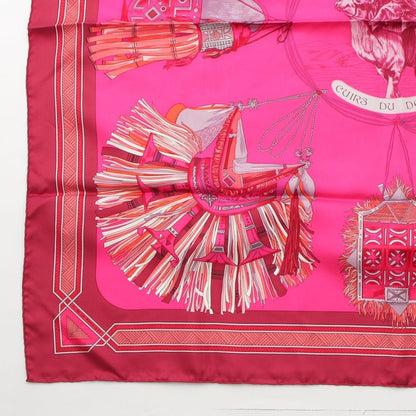 Hermes Carre 90 Silk Scarf Cuirs du Desert Leather Ornament Pink — view 5