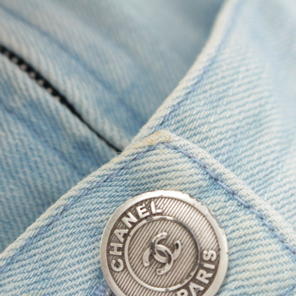 Chanel Logo Highway Baggy Denim Pants Blue 34 — view 6