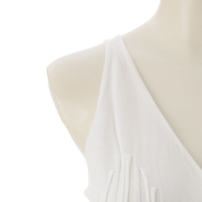 Chanel Cotton CC Logo V-neck Tank Top White 38 — view 6