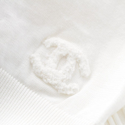 Chanel Cotton CC Logo V-neck Tank Top White 38 — view 8