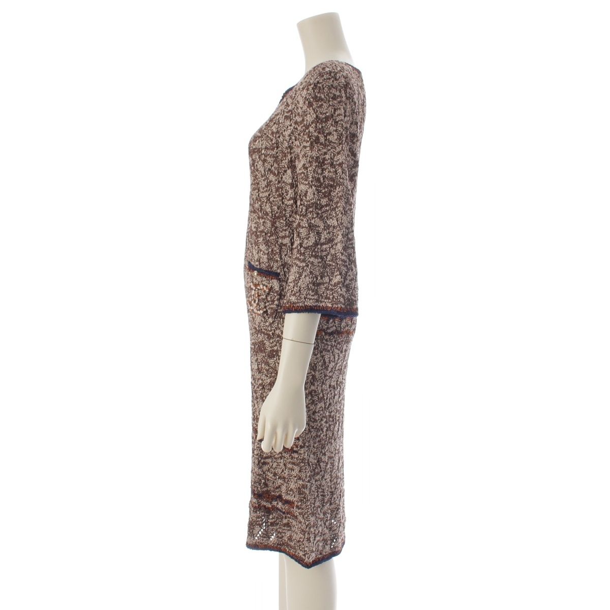 Chanel Knit CC Logo Dress Brown 38 — view 3