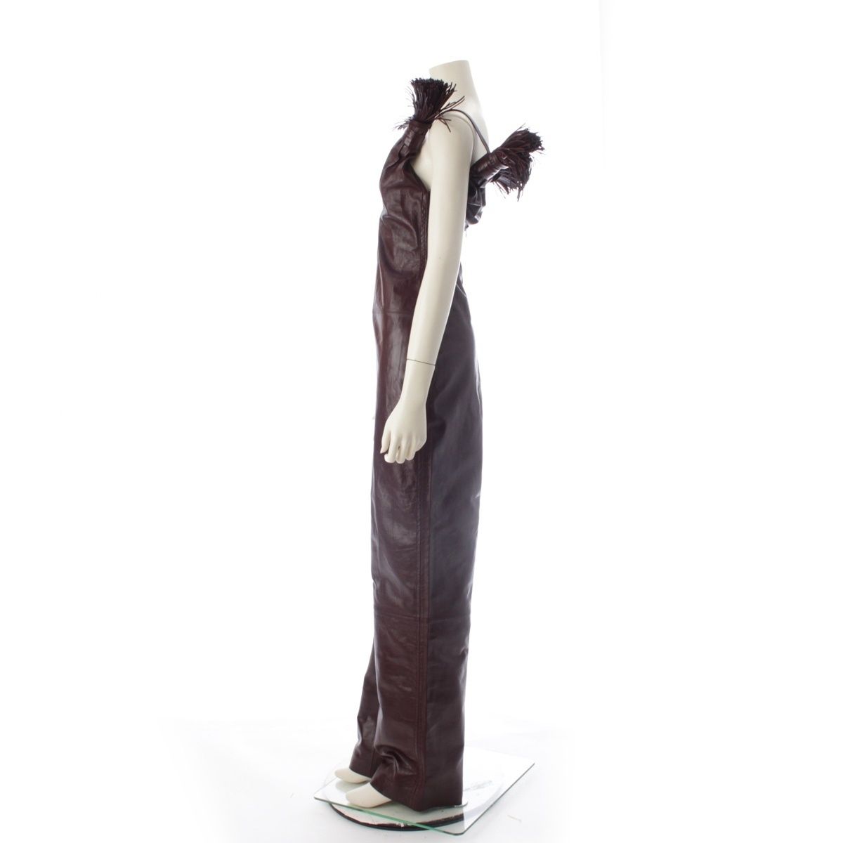 Bottega Veneta Leather Jumpsuit Fringe Runway Burgundy 34 — view 3