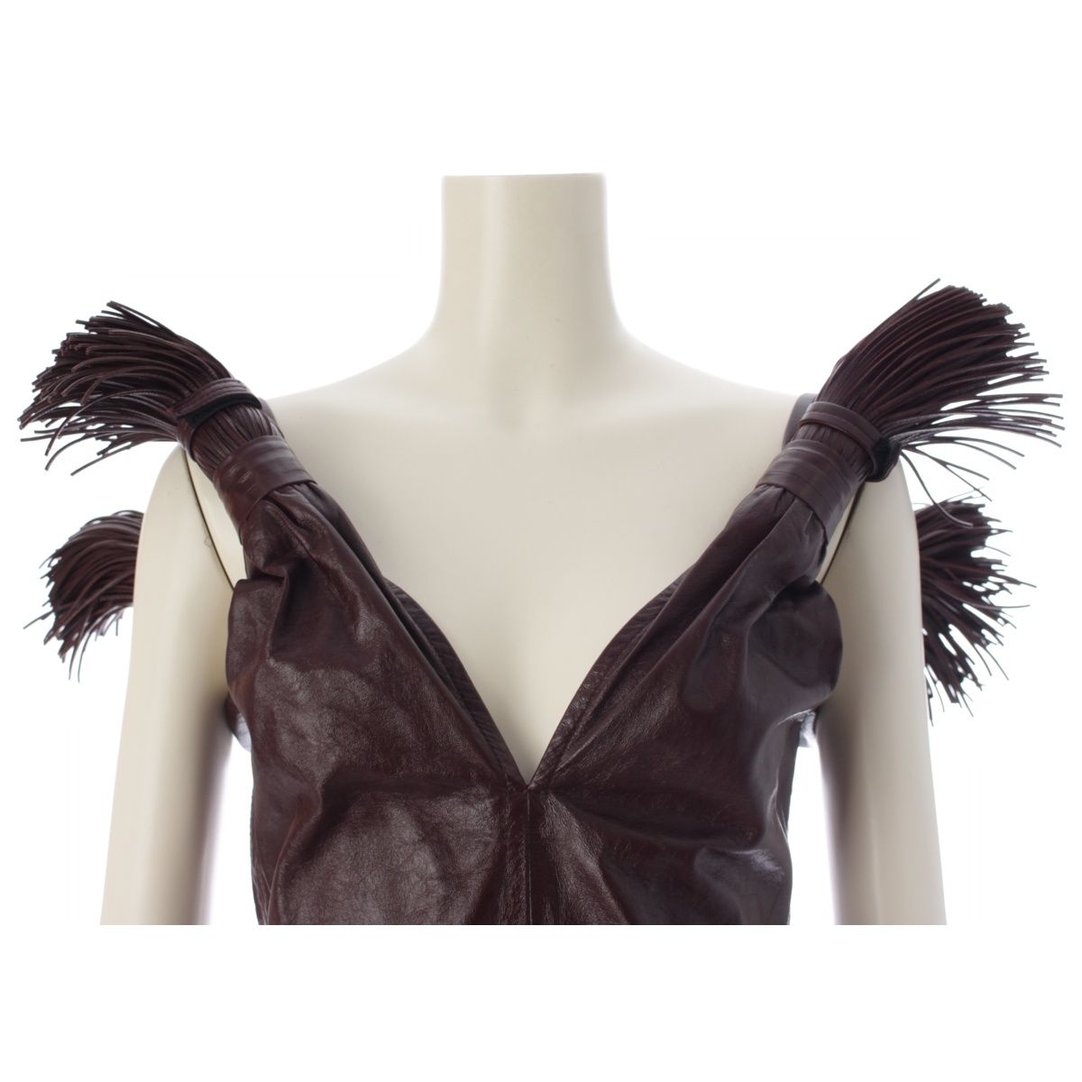 Bottega Veneta Leather Jumpsuit Fringe Runway Burgundy 34 — view 5