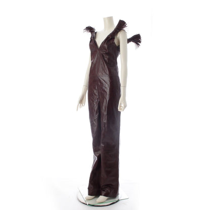 Bottega Veneta Leather Jumpsuit Fringe Runway Burgundy 34 — view 2