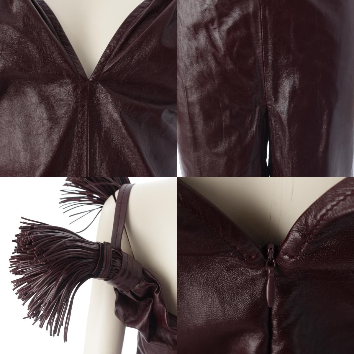 Bottega Veneta Leather Jumpsuit Fringe Runway Burgundy 34 — view 8