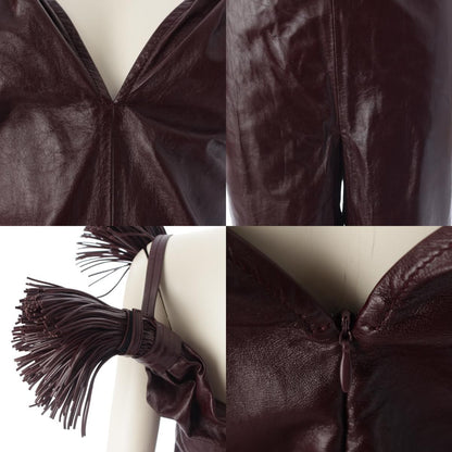 Bottega Veneta Leather Jumpsuit Fringe Runway Burgundy 34 — view 8