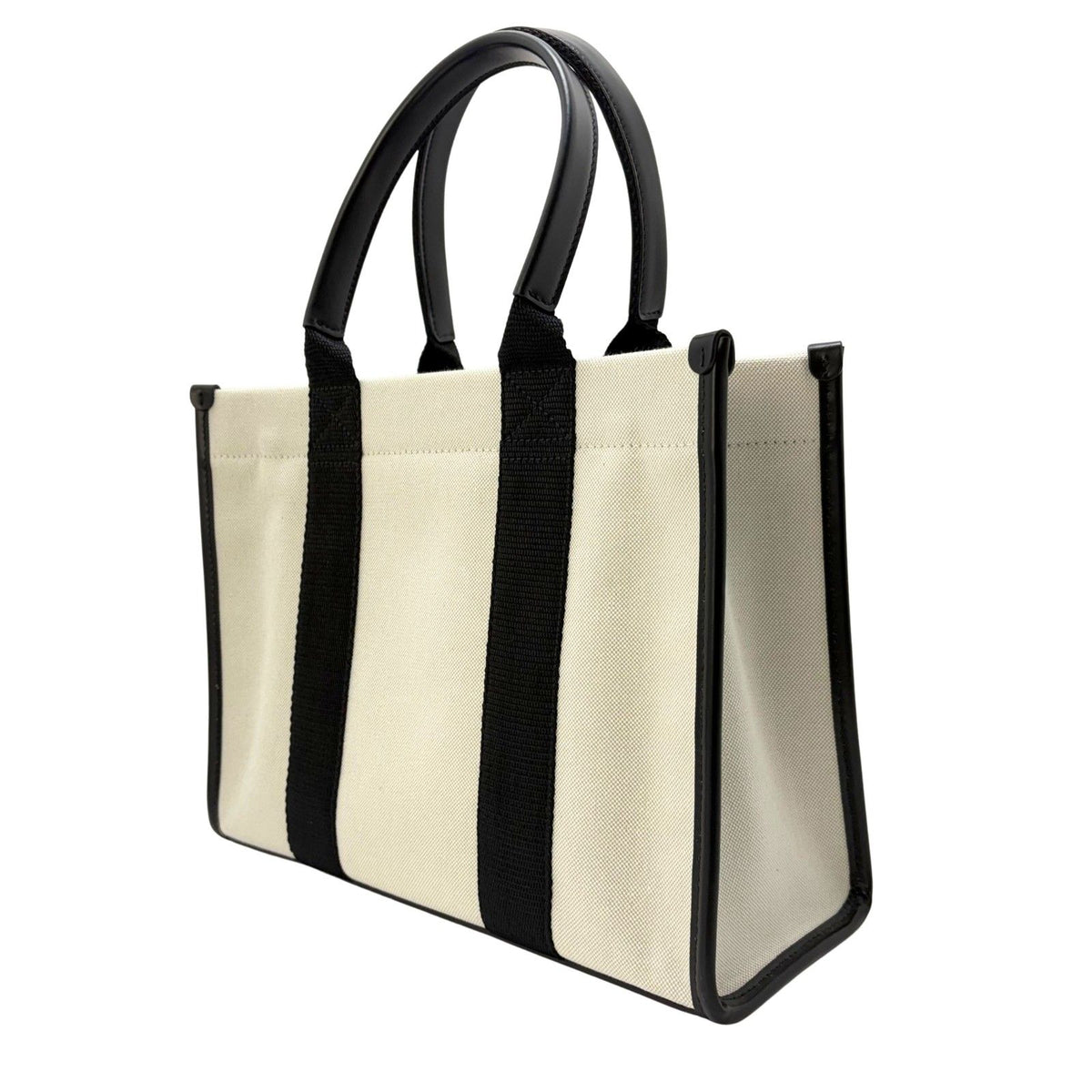 Balenciaga Small Tote Bag Canvas Leather White Black — view 2