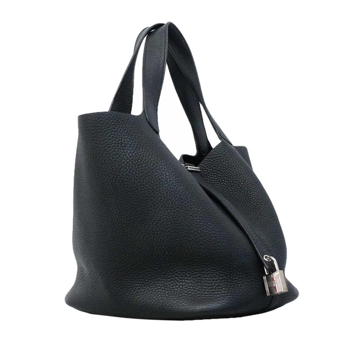 Hermes Handbag Picotin Lock MM Taurillon Clemence Black Silver — view 2