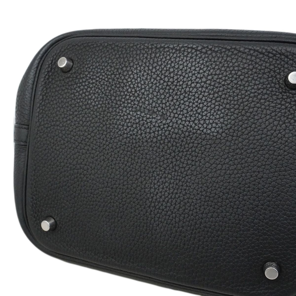 Hermes Handbag Picotin Lock MM Taurillon Clemence Black Silver — view 6