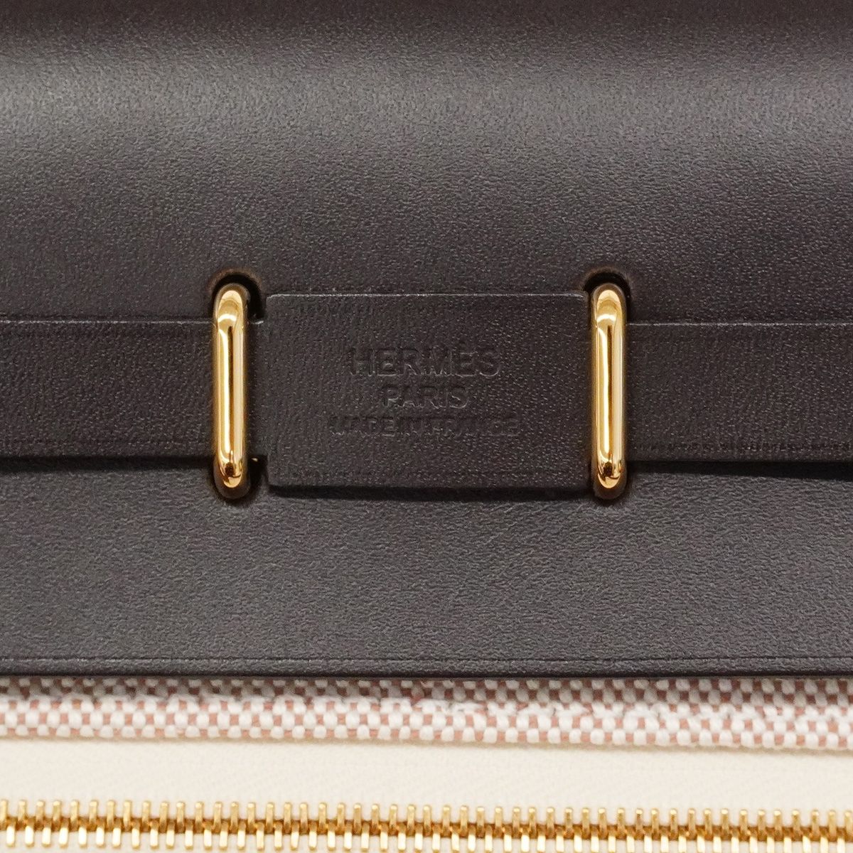 Hermes Shoulder Bag Herbag Zip Mini Toile H Brown Beige Gold — view 5