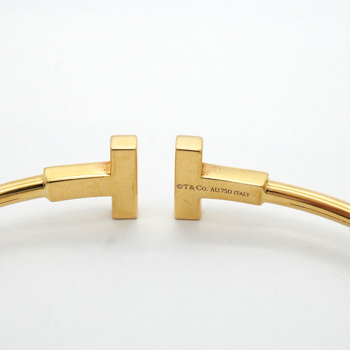 Tiffany & Co Bangle T Wire 18k Yellow Gold Diamond Bracelet — view 5