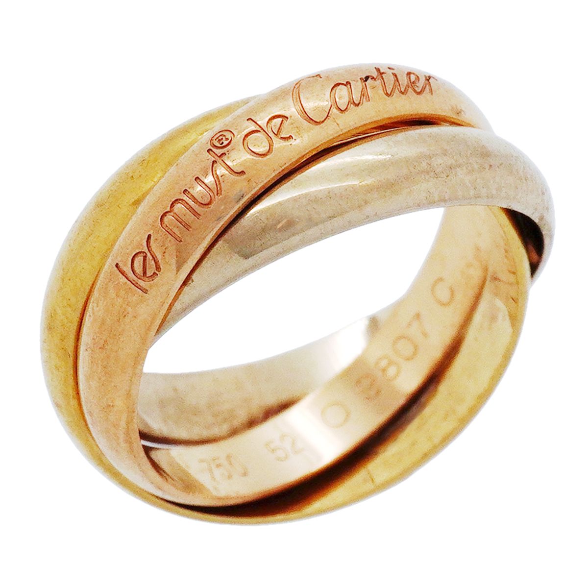 Cartier Ring Trinity Classic Model 18k Yellow Gold 18k White Pink