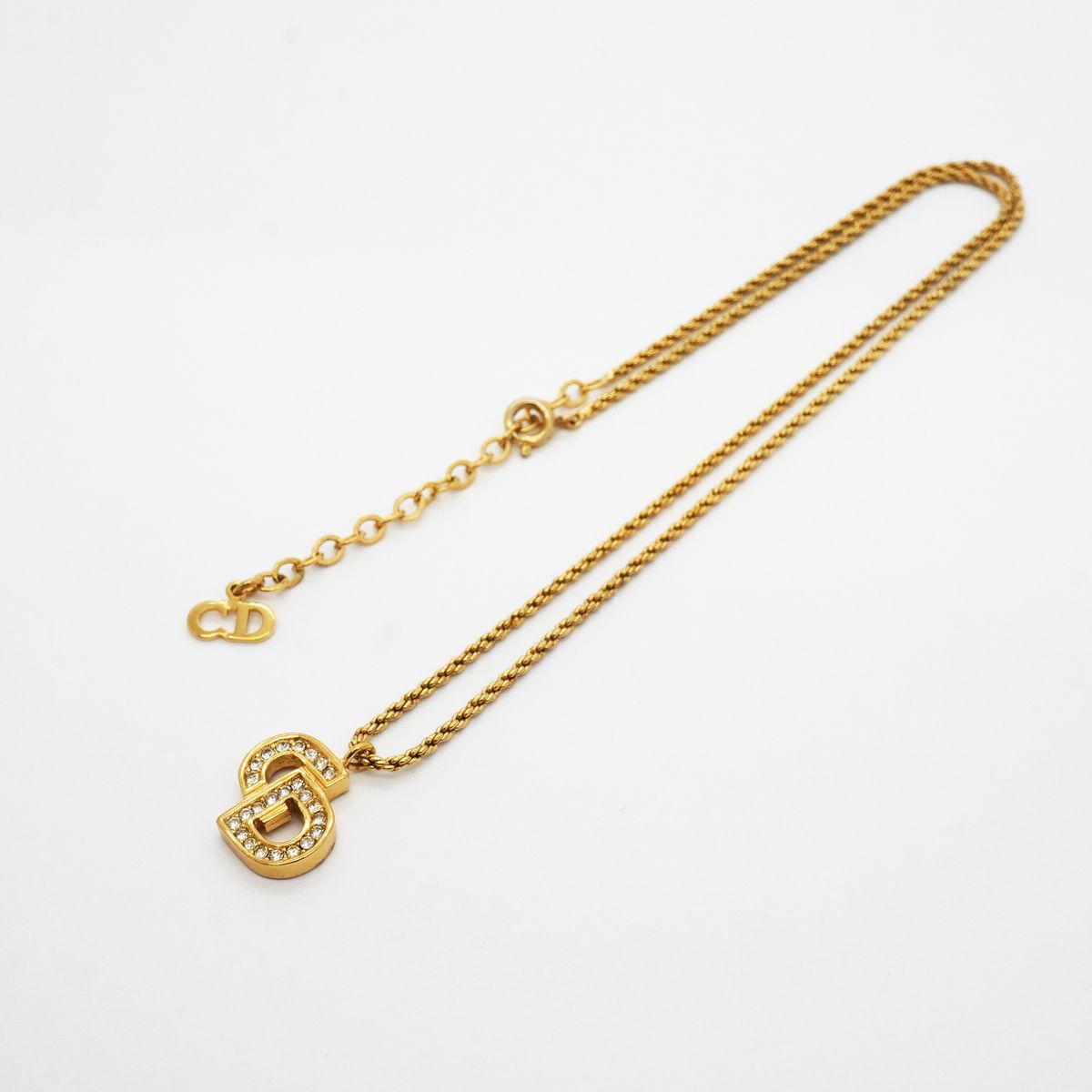 Dior Necklace CD Logo Gold Plated Rhinestone — view 3