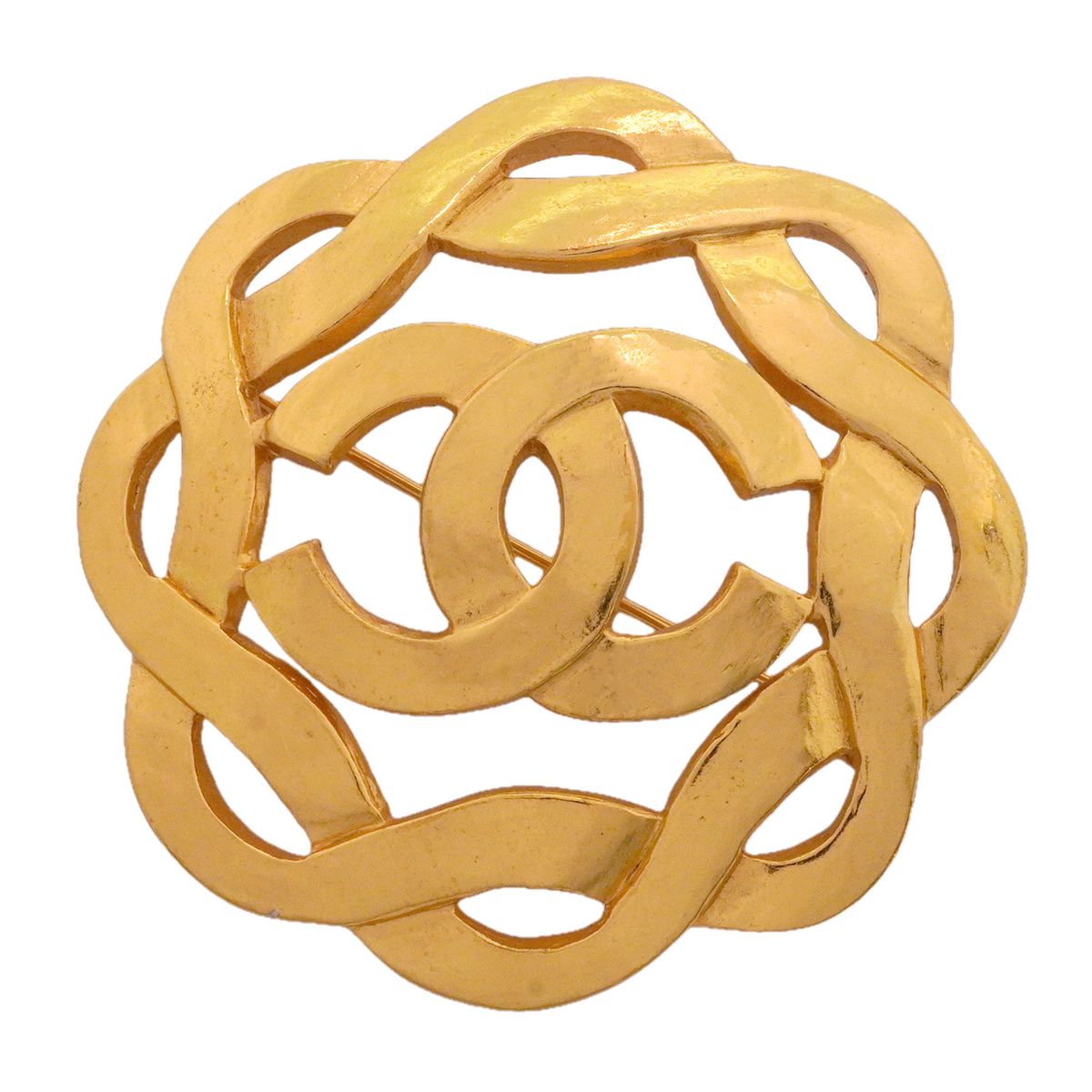 Chanel Brooch Vintage CC Logo Gold Plated