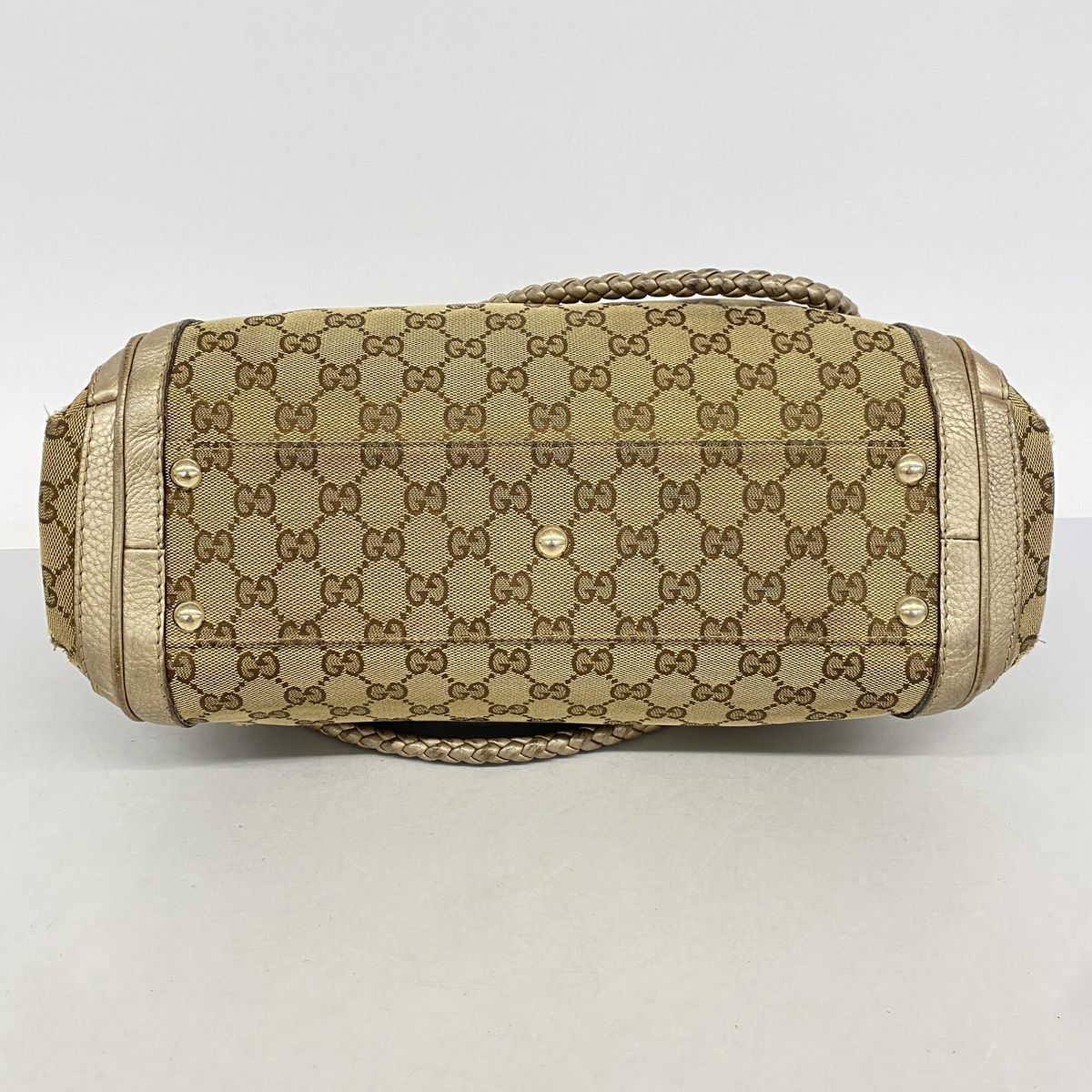 Gucci Handbag GG Canvas Bamboo Brown Gold Champagne 2-Way Bag — view 3