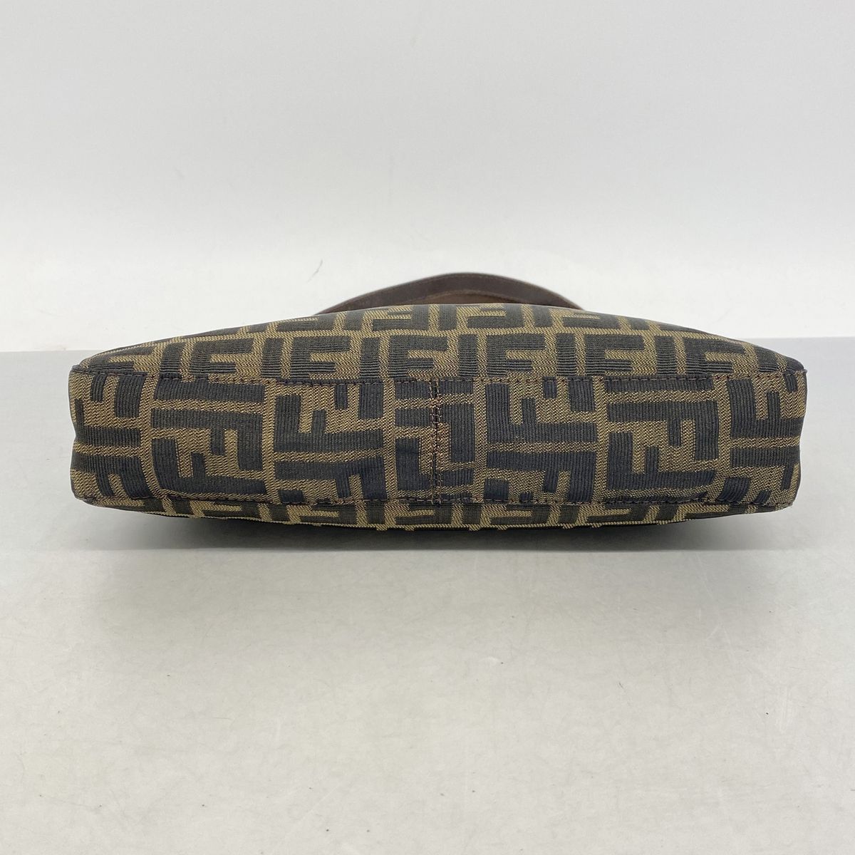 Fendi Shoulder Bag Zucca Nylon Canvas Brown Silver — view 3