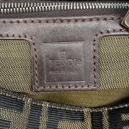 Fendi Shoulder Bag Zucca Nylon Canvas Brown Silver — view 5