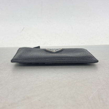 Prada Coin Purse Leather Black Silver — view 2
