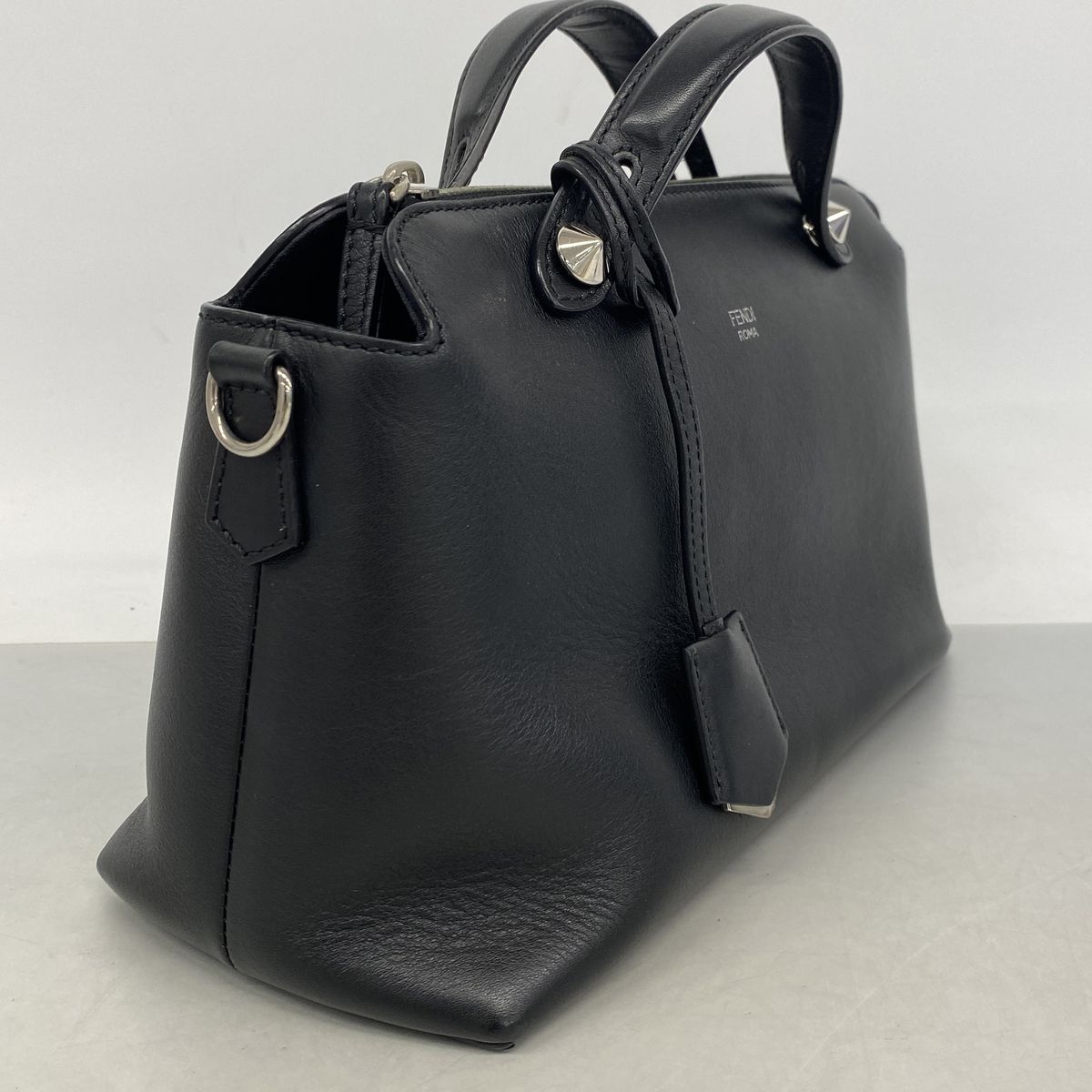 Fendi Handbag by the Way Leather Black Silver 2-Way Bag — view 2