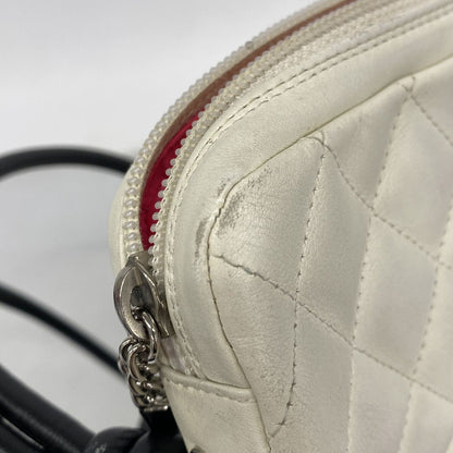 Chanel Shoulder Bag Cambon Lambskin White Black Silver — view 6