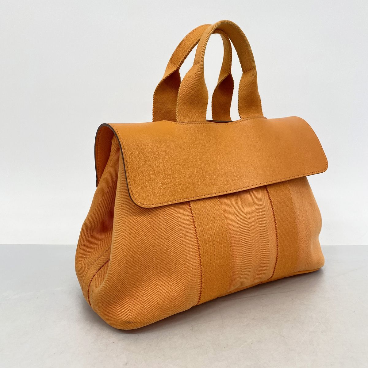 Hermes Tote Bag Valparaiso PM Toile Chevron Orange Silver — view 2