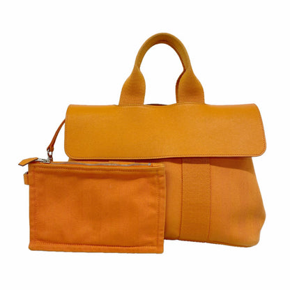 Hermes Tote Bag Valparaiso PM Toile Chevron Orange Silver