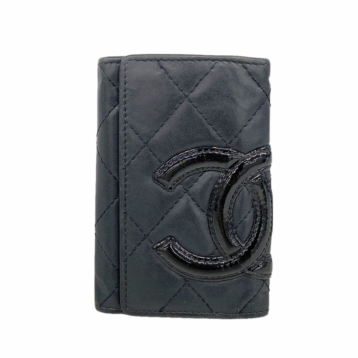 Chanel Key Case Cambon Lambskin Black Silver Key Holder