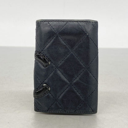 Chanel Key Case Cambon Lambskin Black Silver Key Holder — view 7