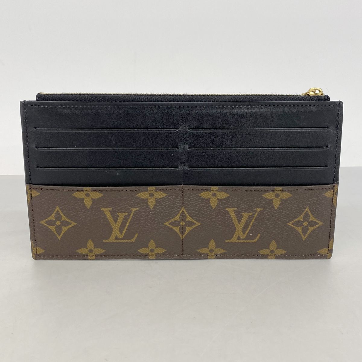 Louis Vuitton Wallet Monogram Slim Purse Brown Black — view 8