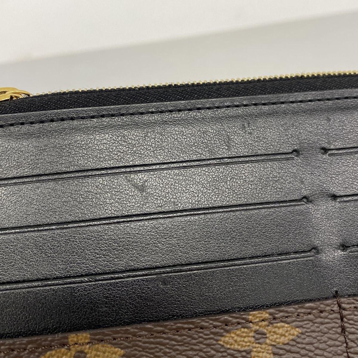 Louis Vuitton Wallet Monogram Slim Purse Brown Black — view 5