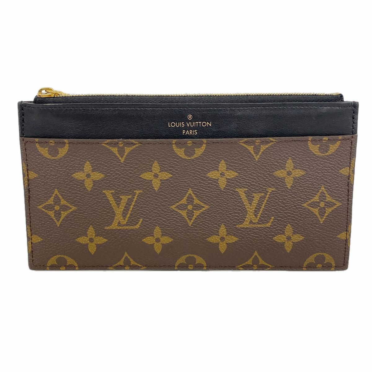 Louis Vuitton Wallet Monogram Slim Purse Brown Black