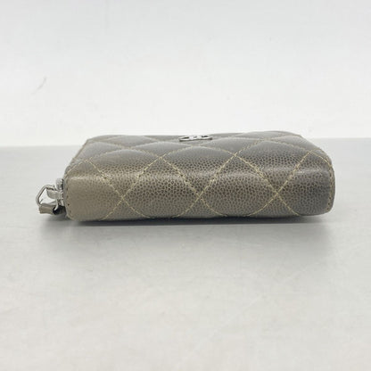 Chanel Coin Purse Quilted Caviar Leather Brown Silver — view 2