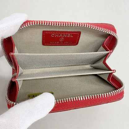 Chanel Coin Purse Quilted Brilliant Patent Leather Red Silver — view 3
