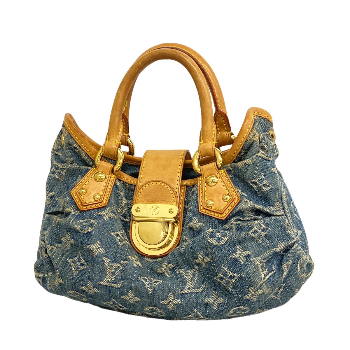 Louis Vuitton Handbag Monogram Denim Pleaty Blue