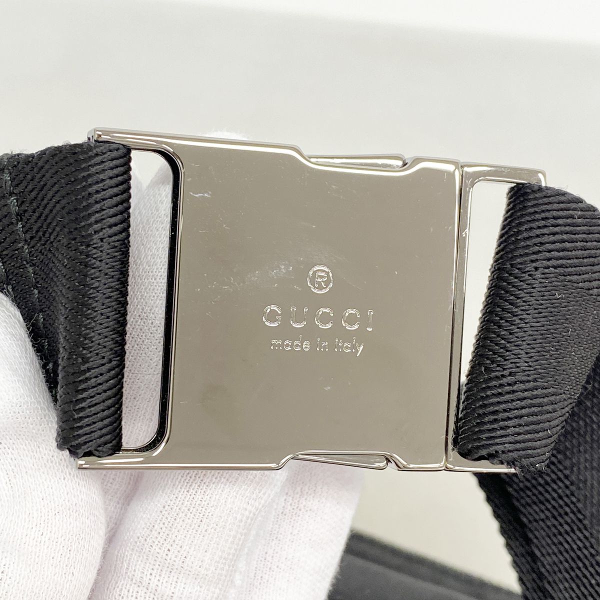Gucci Waist Bag Guccissima Leather Nylon Black Silver — view 7