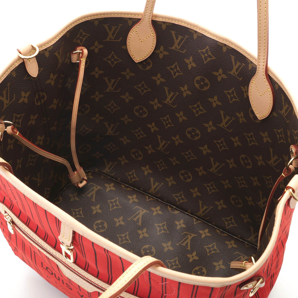 Louis Vuitton Neverfull Inside Out MM Monogram Rouge Sari Tote Bag Canvas — view 6