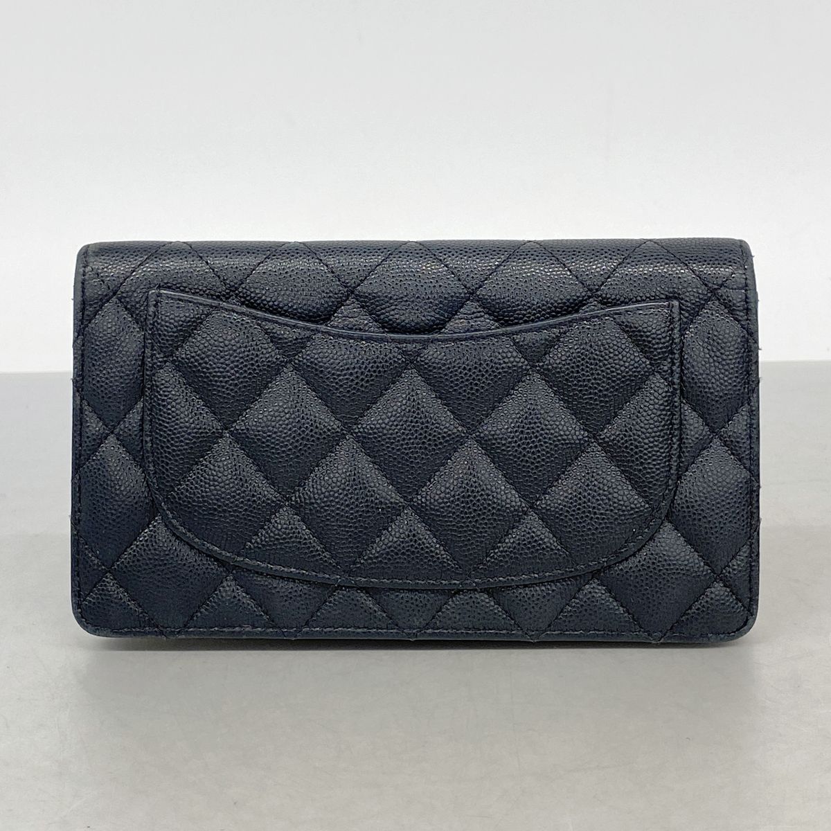 Chanel Wallet Quilted Caviar Leather Black Silver — view 8