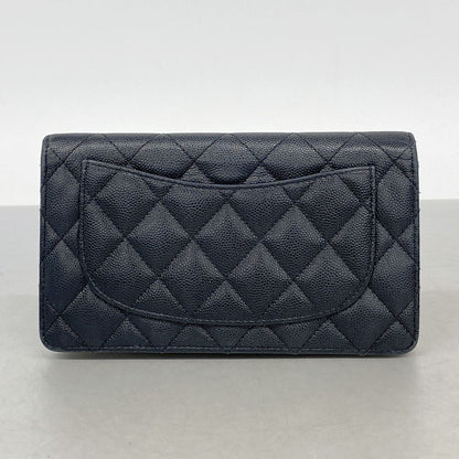 Chanel Wallet Quilted Caviar Leather Black Silver — view 8