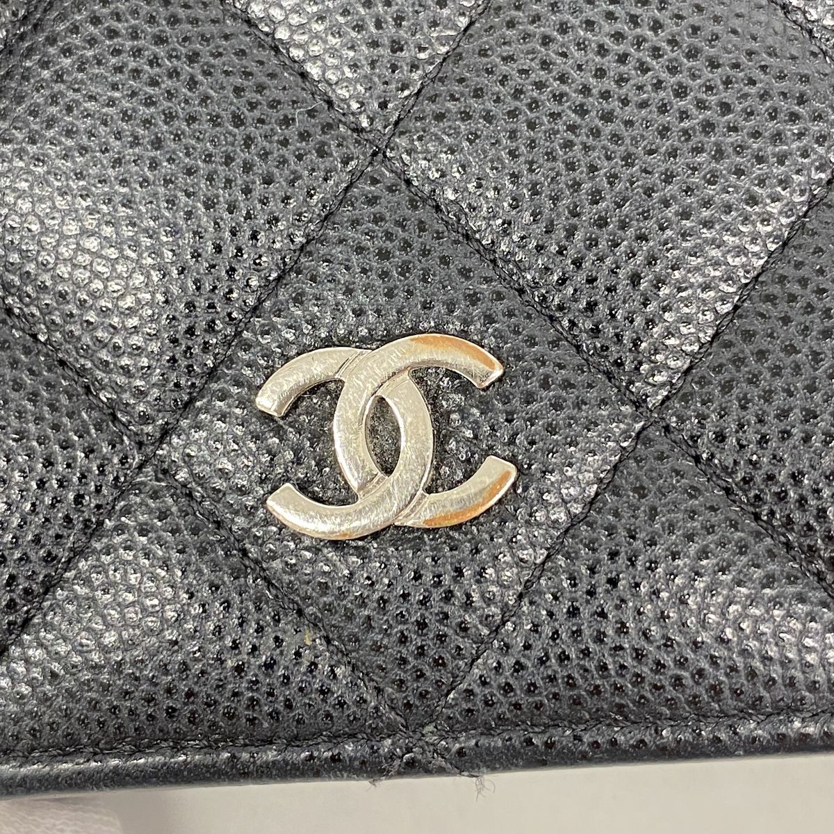 Chanel Wallet Quilted Caviar Leather Black Silver — view 5