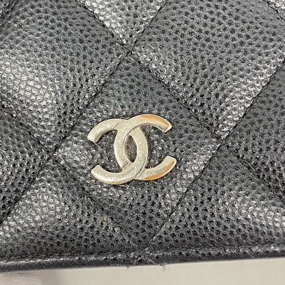 Chanel Wallet Quilted Caviar Leather Black Silver — view 5