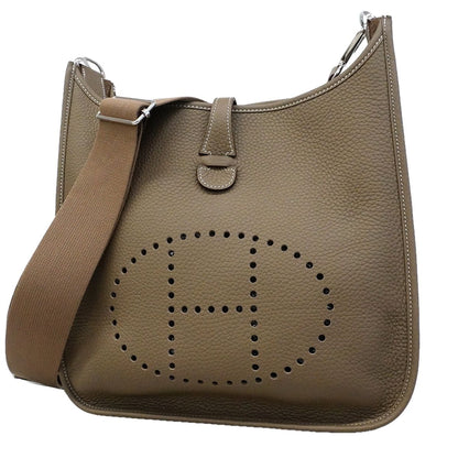 Hermes Shoulder Bag Evelyne Taurillon Clemence Etoupe Silver